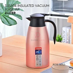 Rose Gold SUS304 2L Insulated Vacuum Thermal Flask Stainless Steel Flask Jar Coffee Pot