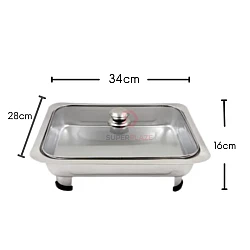 6 Sets 34x28cm Straight Cut Full Glass Lid Stainless Steel Buffet Set Catering Serving Tray Food Pan