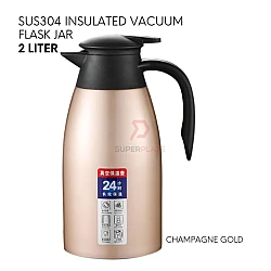 Champagne Gold SUS304 2L Insulated Vacuum Thermal Flask Stainless Steel Flask Jar Coffee Pot