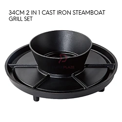 2 in 1 Cast Iron Taiwan BBQ Pan Grill Teppanyaki Teriyaki Shabu Steamboat Grill Hot Pot