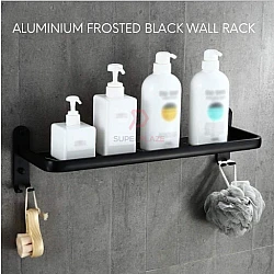 Aluminium Frosted Black Wall Rack Multifunctional Wall Storage Rack Bathroom Kitchen Rack