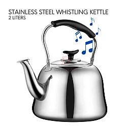 2 Liters Whistling Kettle Stainless Steel Flexible Handle Beverage Boiling Kettle Water Dispenser