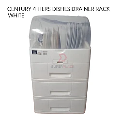 White Color Century 4 Tiers Dishes Drainer Rack Dishes Storage Cabinet