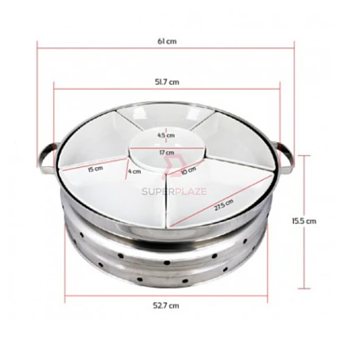 52cm Full Set Melamine Stainless Steel Serving Chafing Dish Melamine Insert Party Dome Set