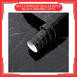 60cm x 5m Black Marble PVC Waterproof Wallpaper Wall Sticker Kertas Dinding