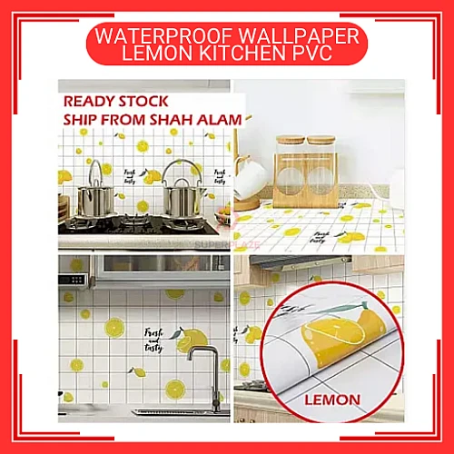 60cm x 5m Lemon Kitchen PVC Waterproof Wallpaper Wall Sticker Kertas Dinding