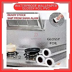 60cm x 5m Glossy Foil PVC Waterproof Wallpaper Wall Sticker Kertas Dinding