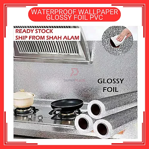 60cm x 5m Glossy Foil PVC Waterproof Wallpaper Wall Sticker Kertas Dinding