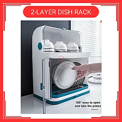 2 Layers Dust Proof Anti Dust Covered Dish Rack Drainer Rak Pinggan Berpenutup Anti Habuk 2 Tingkat