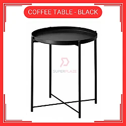 Black Coffee Table Tray Table Removable Tray Top  Side Table Coffee Table Meja Tepi Sofa Meja Kecil