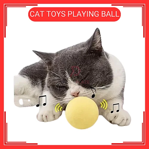 Yellow Colour Catnip Cat Toys Playing Ball with Animal Sound Bola Mainan Kucing Warna Kuning