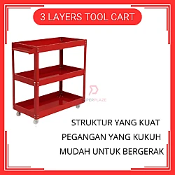 350kg Heavy Duty 3 Layers Service Cart Metal Steel Tool Cart Trolley Barang Garaj Bengkel Tools Shelf Storage Toolcart