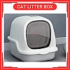 Grey Color European Style Full Cover Cat Toilet Cat Litter Box Bekas Pasir Kucing Cat Litter Boxes Warna Kelabu