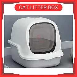 Grey Color European Style Full Cover Cat Toilet Cat Litter Box Bekas Pasir Kucing Cat Litter Boxes Warna Kelabu