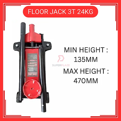 Floor Jack 3 Ton Heavy Duty 24KG Jek Tayar Kereta 3T 24KG Hydraulic Jack Kereta