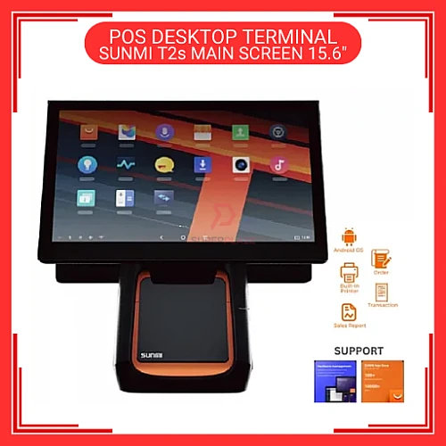 SUNMI T2S Android 9.0 3G Plus 32G Main Screen 15.6 inch LVDS Desktop POS Terminal