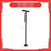 Adjustable Foldable Tongkat Cane Crutch Walking Aid Mobility Walker Stick LED Torch Light