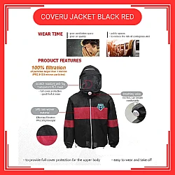 COVER U BLACK RED PPE Coverall Jacket Protection from Risk of Contagious Viral Medical Grade Baju Covid