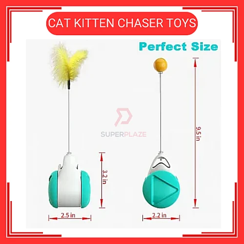 Cat Kitten Chaser Toys with Feather Catnip Ball Tumbler Balanced Exercise Wheel Chasing Hunting Playing