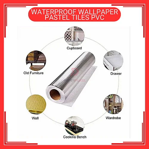 60cm x 5m Pastel Tiles PVC Waterproof Wallpaper Wall Sticker Kertas Dinding