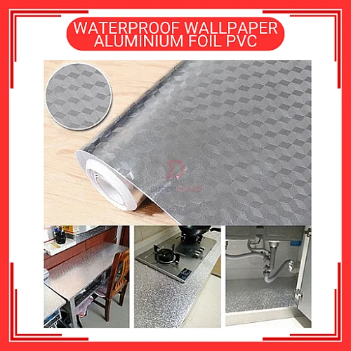 60cm x 5m Aluminium Foil PVC Waterproof  Wallpaper Wall Sticker Kertas Dinding