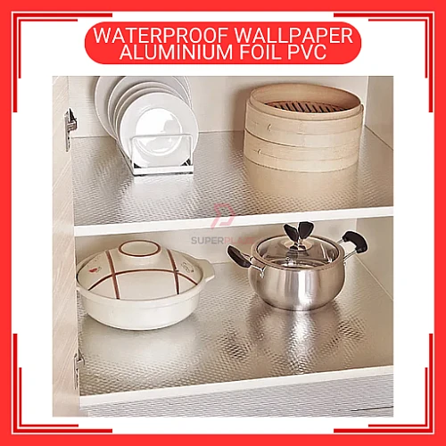 60cm x 5m Aluminium Foil PVC Waterproof  Wallpaper Wall Sticker Kertas Dinding