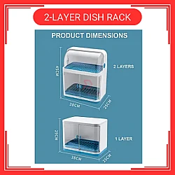 2 Layers Dust Proof Anti Dust Covered Dish Rack Drainer Rak Pinggan Berpenutup Anti Habuk 2 Tingkat