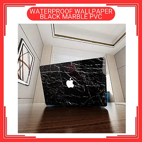 60cm x 5m Black Marble PVC Waterproof Wallpaper Wall Sticker Kertas Dinding