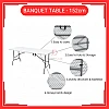 5 Kaki 5 Feet Foldable Banquet Table Event  Catering  Hall  Buffet Folding Table Pasar Malam Meja Lipat Niaga