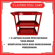 350kg Heavy Duty 3 Layers Service Cart Metal Steel Tool Cart Trolley Barang Garaj Bengkel Tools Shelf Storage Toolcart
