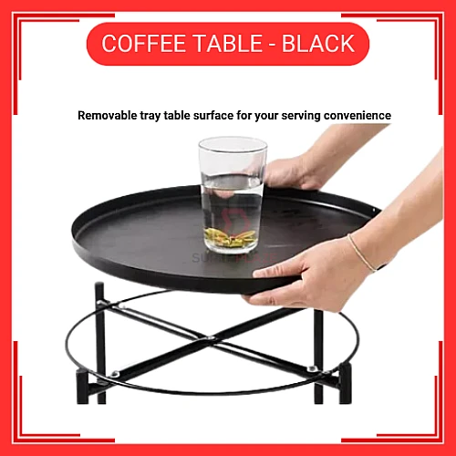 Black Coffee Table Tray Table Removable Tray Top  Side Table Coffee Table Meja Tepi Sofa Meja Kecil