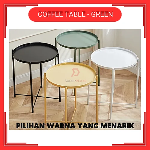 Green Coffee Table Tray Table Removable Tray Top  Side Table Coffee Table Meja Tepi Sofa Meja Kecil