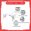6 Kaki 6 Feet Foldable Banquet Table Event  Catering  Hall  Buffet Folding Table Pasar Malam Meja Lipat Niaga