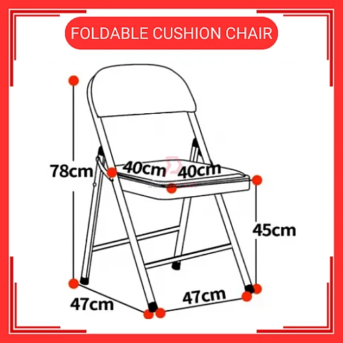 Foldable Cushion Chair Steel Cushion Chair Dining Chair Kerusi Kusyen Boleh Lipat