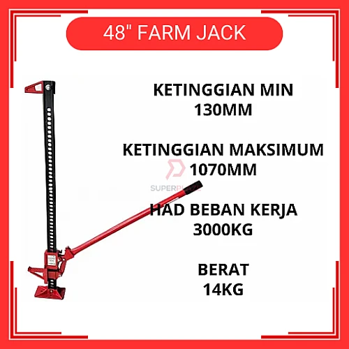 48 Inches High Farm Jack Lift Jack 4x4 Recovery Off Road Jack