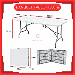 6 Kaki 6 Feet Foldable Banquet Table Event  Catering  Hall  Buffet Folding Table Pasar Malam Meja Lipat Niaga