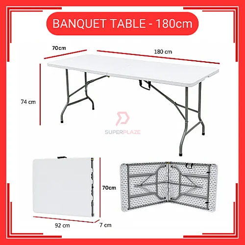 6 Kaki 6 Feet Foldable Banquet Table Event  Catering  Hall  Buffet Folding Table Pasar Malam Meja Lipat Niaga