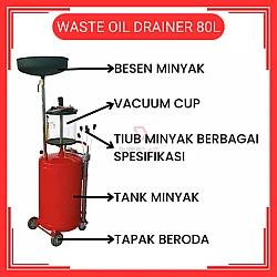 80Liter Waste Oil Extractor Drainer With Vacuum Cup Pengekstrak Minyak Sisa Waste Oil Drainer
