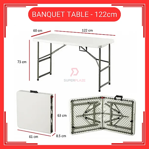 4 Kaki 4 Feet Foldable Banquet Table Event  Catering  Hall  Buffet Folding Table Pasar Malam Meja Lipat Niaga 