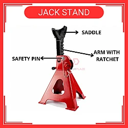 6Tan Jack Stand Sepasang Alat Pembaikan Boleh Laras Heavy Duty Metal Jacks Jack Kereta
