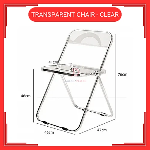 Clear Transparent Chair Acrylic Dining Chair Ins Stool Fashion Folding Chair