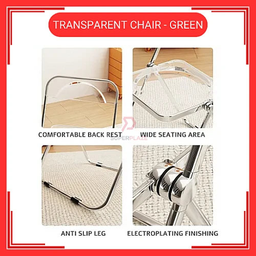Green Transparent Chair Acrylic Dining Chair Ins Stool Fashion Trending Make Up Chair