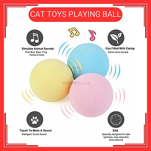 Pink Colour Catnip Cat Toys Playing Ball with Animal Sound Bola Mainan Kucing Warna Pink