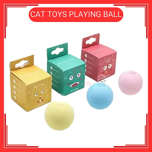 Blue Colour Catnip Cat Toys Playing Ball with Animal Sound Bola Mainan Kucing Warna Biru
