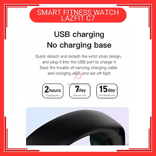 LAZFIT C7 Red Colour Smart Band Fitness Tracker BraceletSports Smart Watch 