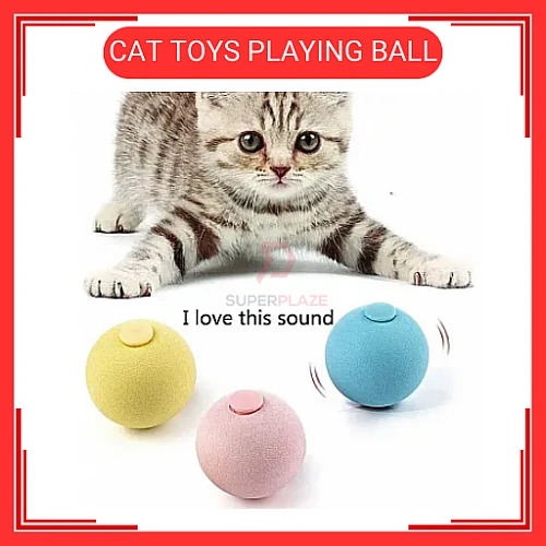 Yellow Colour Catnip Cat Toys Playing Ball with Animal Sound Bola Mainan Kucing Warna Kuning