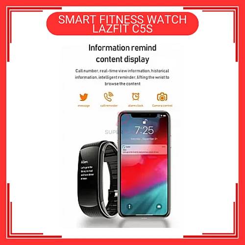 LAZFIT C5S Black Color Fitness Bracelet Waterproof Sport Tracker Smart Watch 