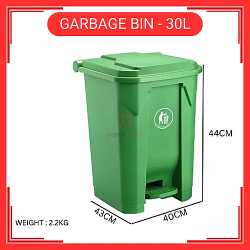 30 Liter Plastic Dustbin With Middle Plastic Pedal Tong Sampah