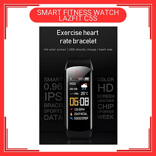 LAZFIT C5S Black Color Fitness Bracelet Waterproof Sport Tracker Smart Watch 