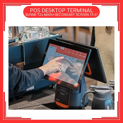 SUNMI T2S Android 9.0 3G Plus 32G Main Screen Plus Secondary Screen 15.6 inch LVDS Desktop POS Terminal